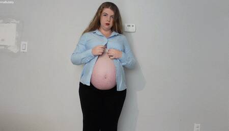 Pregnant Belly Nearly Bursts Button Shirts Open