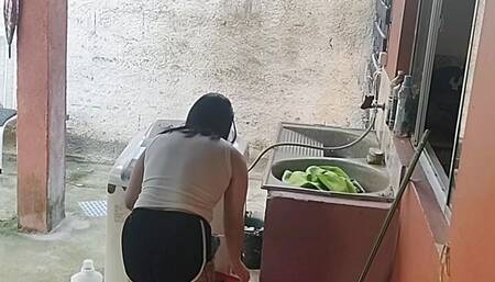 wife left and the maid couldn't resist my erect dick