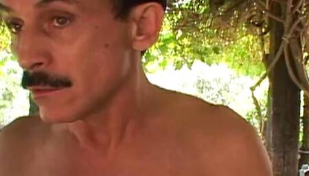 The Blonde Massages Her Asshole Outside Till He Comes to Stretch It with His Cock