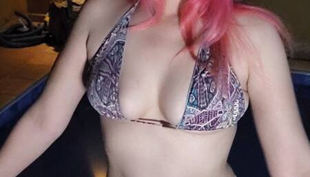 Sucking a cigar with my red lips in bikini - enjoying the end of the night