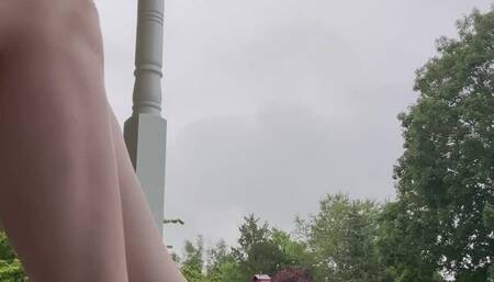 Showing My Bare Feet Off While Rocking Outside In The Rain