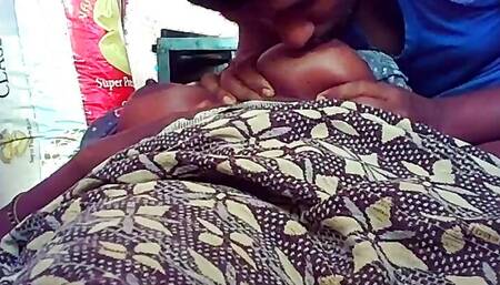 Indian village house wife big black boobs kissing