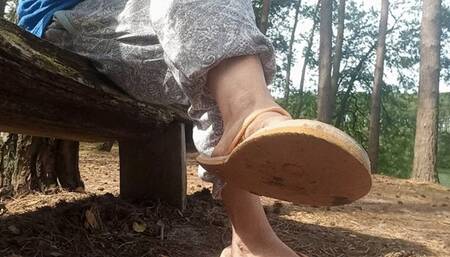 Fantasy of a slave cleaning my dirty feet in nature