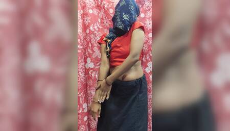 Indian Housewife in the Bluesaree Enjoying
