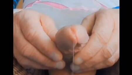 A new compilation of twitching flapping and waving my erect she cock under my skirt and two cumshots