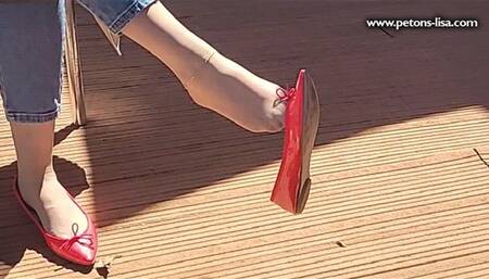 Lisa dangling and dipping in front of her bosses!!! (Shoeplay, Dangling, Heelpopping)