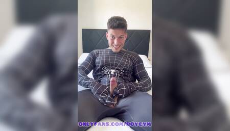 Jerking off My Fat Cock with My Spiderman Suit, Boygym Cum