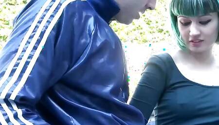 Bored Teen Gets Fucked By The Pool Guys! He stuffs her mouth and then her pussy!