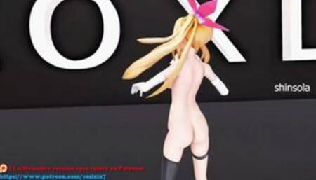 HENTAI MIRAI AKARI VIRTUAL YOUTUBER MMD UNDRESS MUSIC VIDEO DANCE 3D BLONDE GIRL DARK GREEN EYES