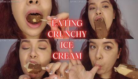 Eating crunchy ice cream - chewing and slurping noises