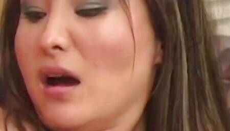 Asian Hottie Lacey Tom Performs a Striptease and Jumps on Her Mans Dick