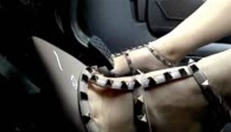 Wife Drives Us Wearing Her Valentino Heels - Side View