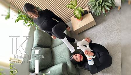 Simona Tied to be Foot Dominated by Mara (Ballgag, Sock Smelling, Crew Socks, Foot Worship, Drooling, Leggings, Rope Bondage)