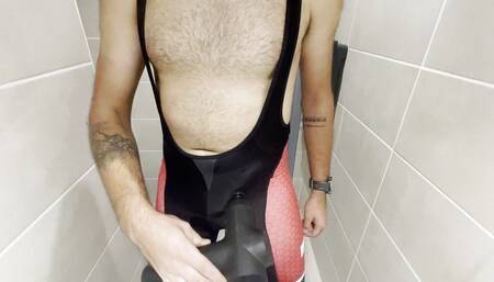 Cycliste with hard cock after training