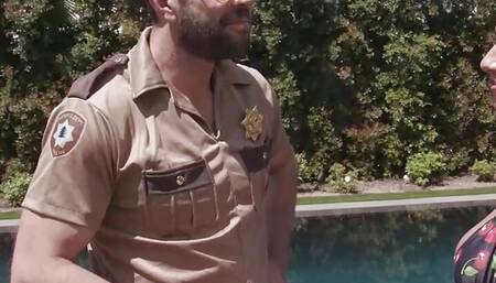Exhibitionist April Olson Gets Busted Exposing Her Big Tits By Cop Will Pounder