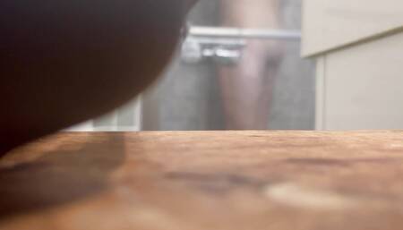 Hairy shower and piss