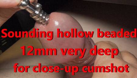 Sounding hollow beaded 12mm rod very deep w Cumshot & live audio