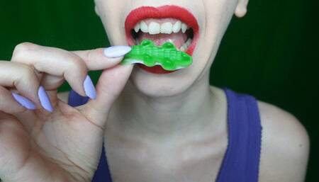 I lick, chew and eat gummy crocodiles