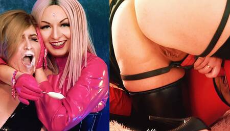 Strap-on Fuck of Big Ass Slut! Deep Throat and Pussy Stretching Training. Arya Grander & Fetishaura