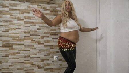 Oriental dance in latex pants ORDER c