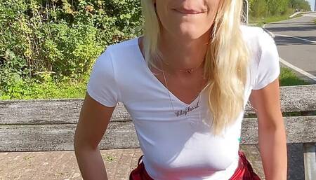 blonde gets it publicly at the rest area