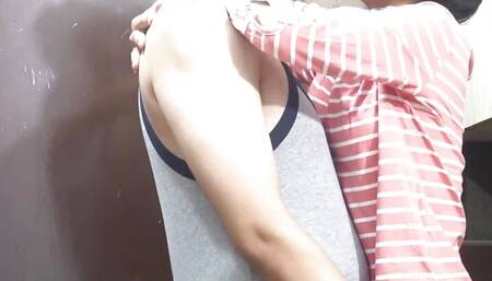 18-year-old girl enjoys intimate moments with her boyfriend in their apartment.