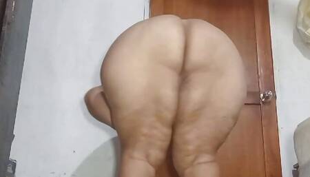 Pawg amateur babe with huge big ass shakes it and spreads it in her room.