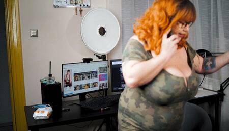 Housekeeper masturbates to boss's porn