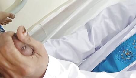 Doctor girlfriend enjoys fucking cowgirl style with Indian big cock on patient's bed, Hindi porn Desi Doctor series