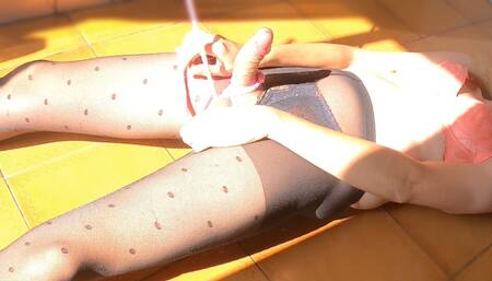 Crossdresser Huge load pantyhose