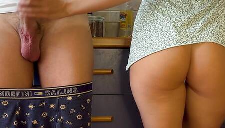 Stepmother Cooks Dinner and Helps Stepson Cum