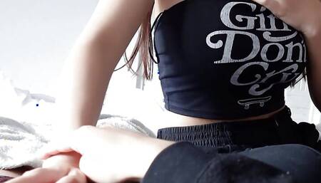 My stepsister convinces me to fuck her by showing me her juicy and perfect tits. 18+
