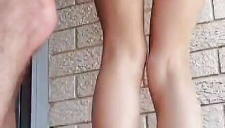 Fucks her on the balcony for everyone to see