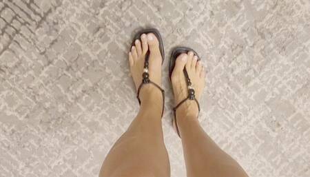 A POV with dirty feet after walk with my flats