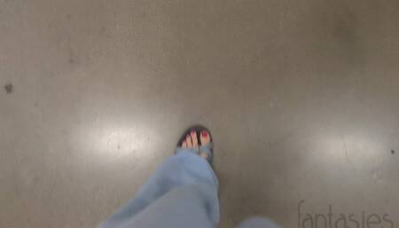 Fifi milf walking through the grocery story in baggy pants and sandals *new*