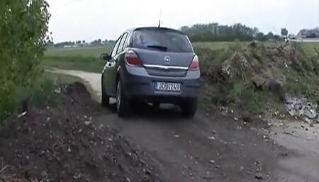 Sexy German slut rides BBC dick in the car