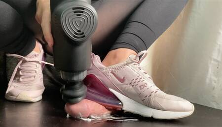 A humiliating Shoejob with 2 pair of Sneakers - Sneakerfetish and Shoejob in New Balance 530 and Nike Air 270 Sneakers - CBT and denied second cumshot - Humiliation - multiedit - HD quality