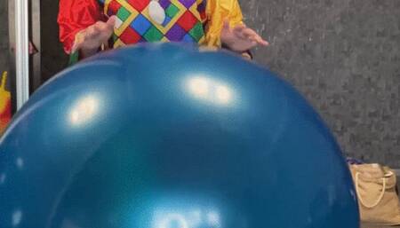 Clown girl fun on ball hopper all and rody