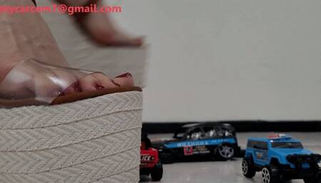 Wedges crushing toy cars