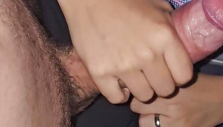 Brunette sucks young huge cock until thick cum flows out