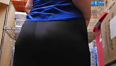 Bbw slut teasing and showing ass at work