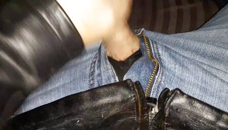 Leather Jacket Jerk in Dark