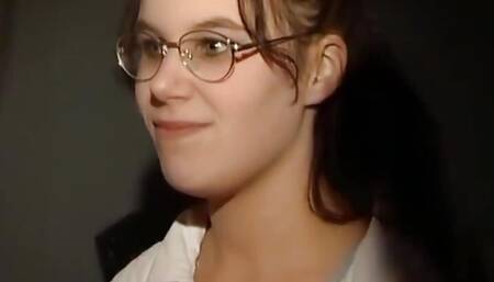 Cute Brunette Blows a Hot Cock on the Toilet