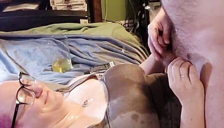 Messy Slow Motion Cum and Piss Play with a Glass