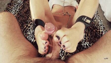 TIED UP BIG FEET FOOTJOB - smartphone version