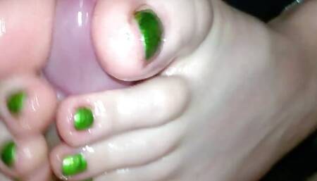 I Love Making Him Relax Like This....! Footjob - Footjob and Cum Between Toes