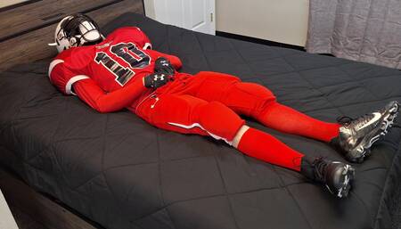 Horny Football Player Jerking off