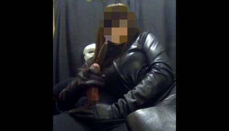 Smoking Fetish in Leather Gloves Handjob Cumshot Eruption