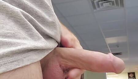Throbbing hard mushroom tipped cock risky masterbation