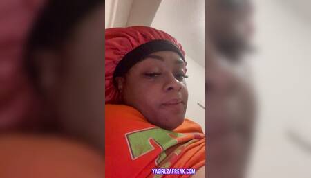Thick Ebony fucks her huge dildo